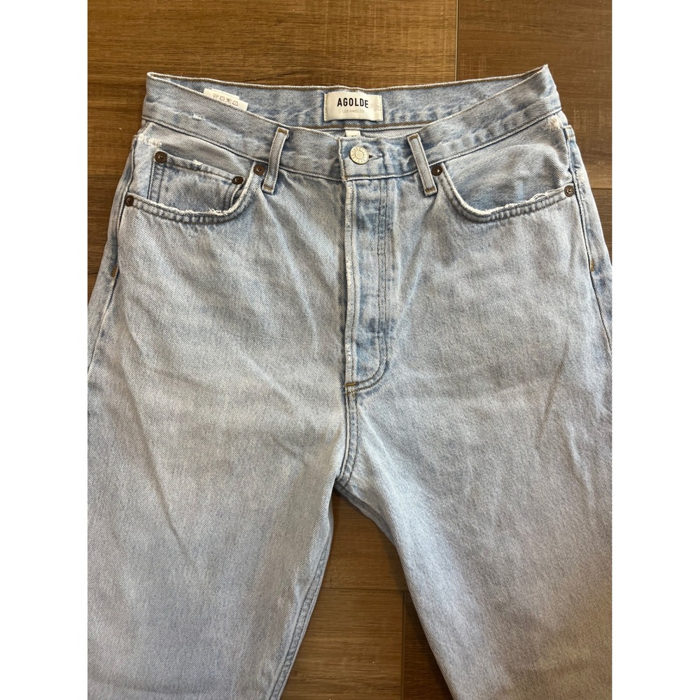 AGOLDE 90's Pinch Waist High Rise Straight Leg Jeans Light Wash Patched 27 - Picture 7 of 10